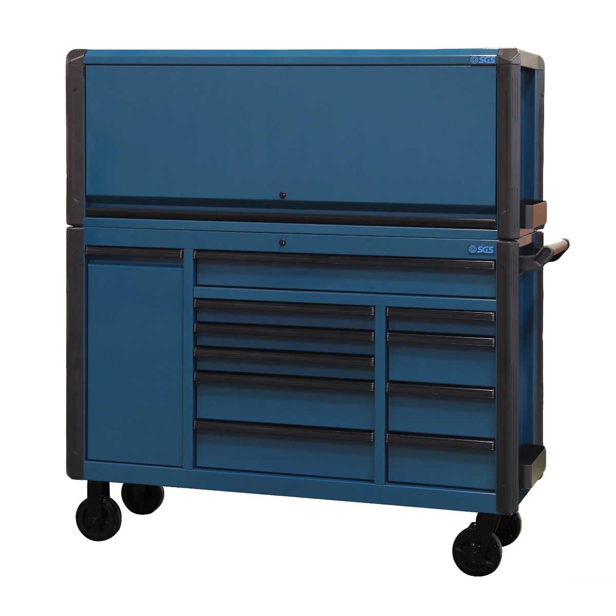 SGS 59in Roller Cabinet with Top Hutch- 11 Drawers- Blue